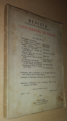 Investigaciones Históricas J. Manuel De Rosas N°1 Año 1939