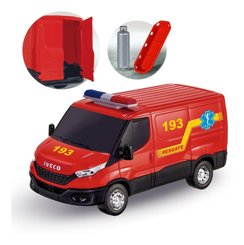Van Miniatura Brinquedo Iveco Daily Resgate Com Acessórios 
