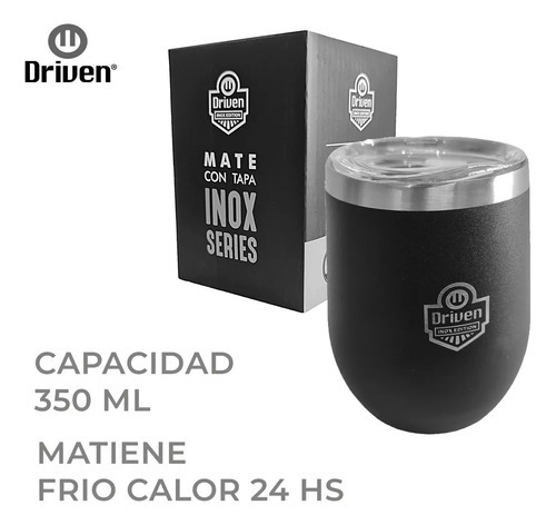 Imagen 4 de 4 de Mate Térmico Driven 350 Ml Tapa Acrílica Acero Inoxidable Color Negro
