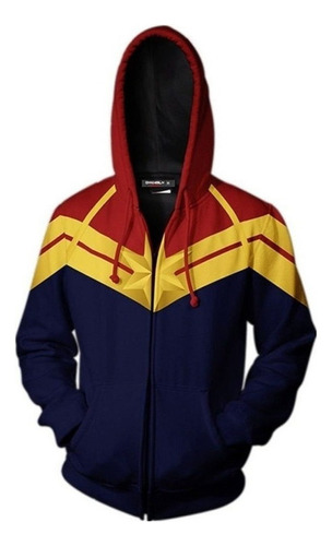 Captain Marvel Sudadera Con Cremallera Estampada Cosplay