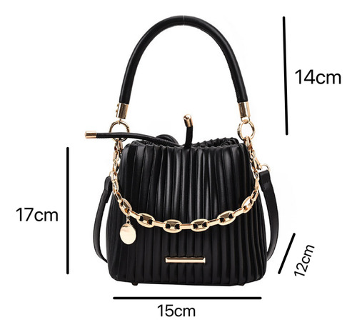 Bolso De Mujer A La Moda Bolso Tipo Cubo Portátil Plisado