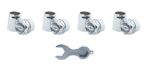 Imagem 3 de 9 de Kit Capa Para Valvula Pininho Bico Cromada Emblema Gm Cinza