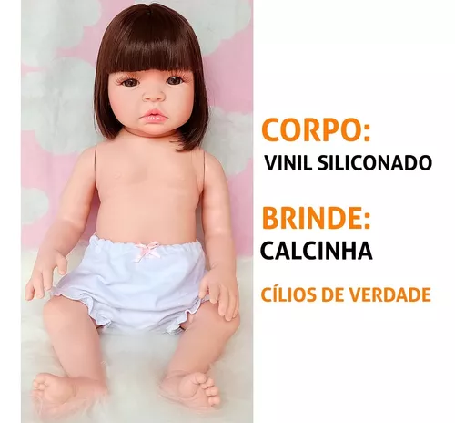 Bebê Reborn Pode Dar Banho Corpo de Silicone Completa