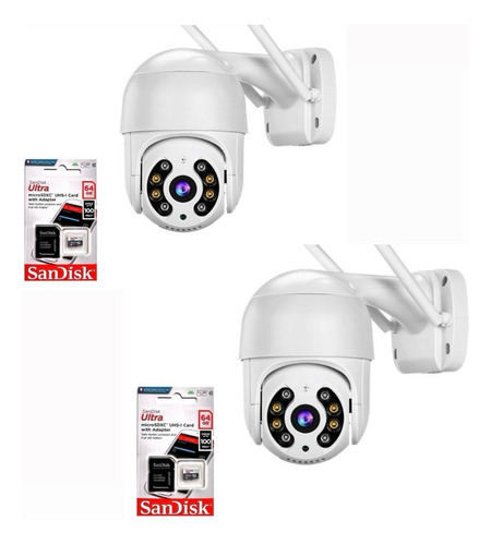 Kit 2 Cameras Ip Icsee Wifi A8 + 2 Cartões Memória Sd 64gb
