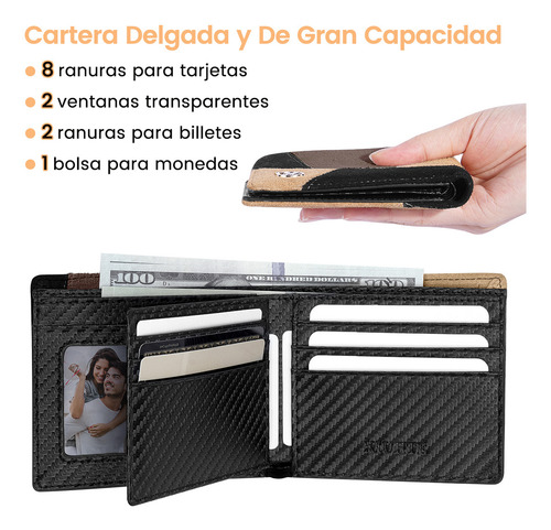 Carteras Billetera Para Hombre Caballero Piel De Empalme Rfid En Caja-2