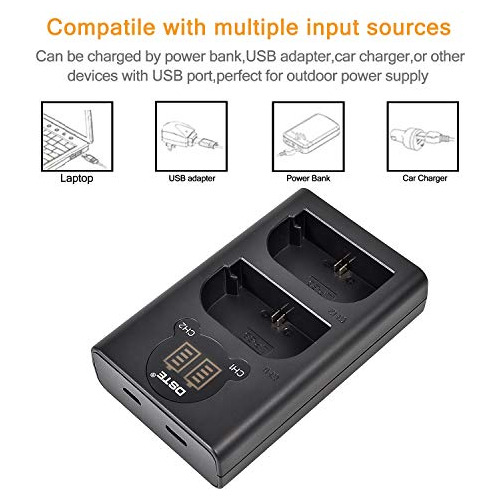 Repuesto Para 2 Lp E6 Cargador Lcd Dual Canon Eo 90d 5d