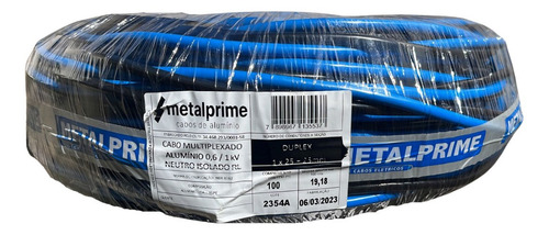 Cabo De Alumínio Duplex 25,0mm Neutro Isolado 100 Metros