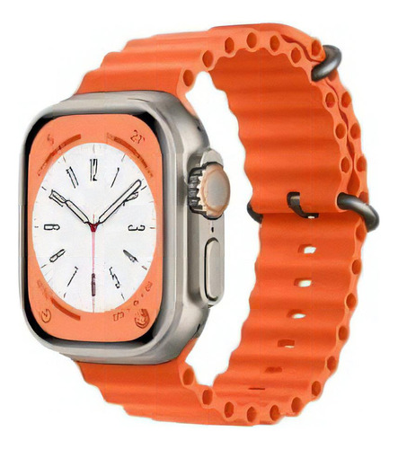 Pulseira Oceano Silicone Compatível Serie 9 45mm 49mm Cor Laranja Largura 22