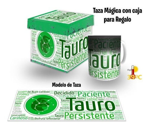 Taza Magica Y Caja Para Regalo, Tauro Zodiaco, Con Envio