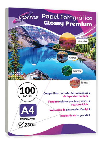 Papel Fotográfico A4 230gr Gramos Pack 100 Hojas