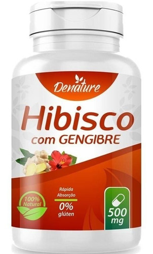 Suplemento Hibisco com Gengibre Denature 100 Cápsulas Sabor Natural