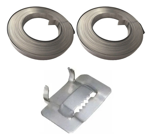 Kit Fita Aço Galvanizado 2 Rolo 20m 3/4 + 100 Fechos 3/4