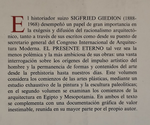 El Presente Eterno: Los Comienzos Del Arte -sigfried Giedion