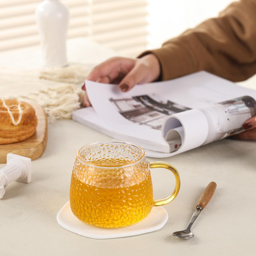 Tazas De Té De Vidrio Girante Con Colorido Juego De 4, Tazas