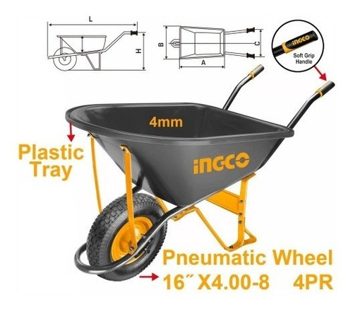 Carretilla Rueda Neumatica 100l 150kg Hhwb66018 - Smf