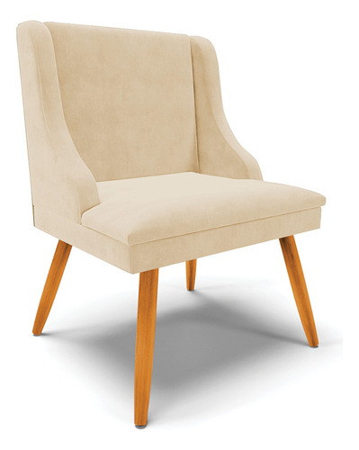 Cadeira Poltrona Decorativa Liz Suede Bege - D'rossi