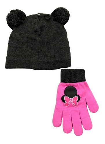 Imagem 4 de 4 de Kit Inverno Infantil Minnie Disney : Touca / Gorro + Luvas