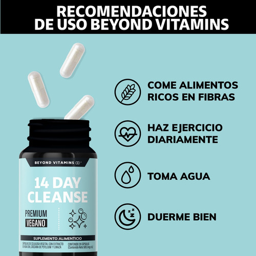 14 Day Cleanse Con Cascara Sagrada Y Probióticos-28 Cápsulas