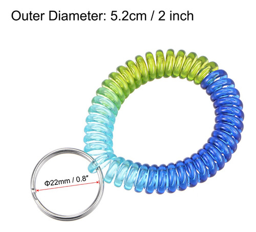 3 Llaveros De Espiral Elástico Para Muñeca, 22 Mm, Multicolo