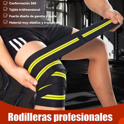Cddgl 1 Par Vendas Para Rodilla y 2pcs 5m Correa De Boxeo Autoadhesiva Elastica Rodilleras Gym Knee Wraps,Adecuado para Voleibol,Correr, Baloncesto, Fútbol,Gimnasio,deportes,Etc.