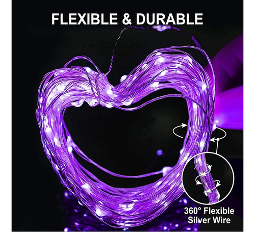 Paquete De 2 200 Luces Led Moradas Impermeables Para Exterio