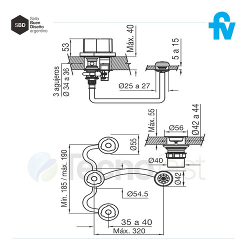 Grifería De Bidet Fv Radal 0295/c7 Cromo Con Transferencia