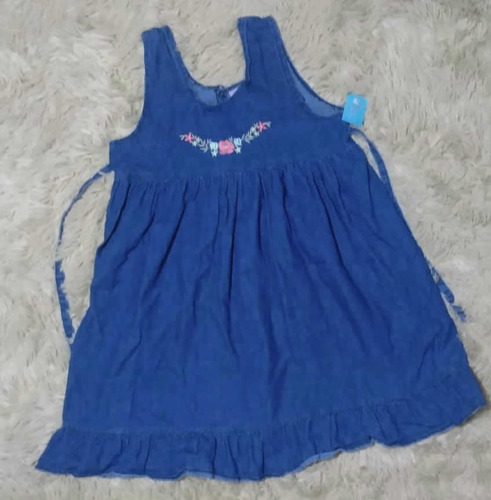 Jumper Vestido Nena Bordado Volados Y Cinto Talle 8