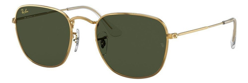 Anteojos de sol Ray-Ban Round Frank Legend Standard con marco de metal color polished gold, lente green clásica, varilla polished gold de metal - RB3857