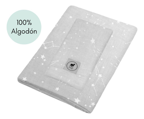 Juego De Sábanas Para Cuna Viajera 74 X 110 Cm 100% Algodón Constelaciones Diseño De La Tela