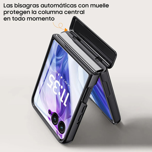Funda Transparente Bisagra Con Mica Para Moto Razr 50 Ultra Negro