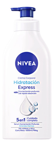  Crema hidratante para cuerpo Nivea Cuidado Corporal Hidratación Express en dosificador 1000mL