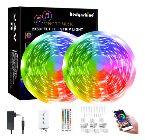 Tira Luz Led 100 Ft Bluetooth Regulable Color 40 Tecla