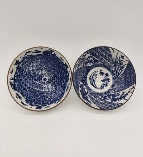 Imagen 2 de 5 de Set X2 Bowls Copetineros 11,5cm Porcelana Diseño Azul Blanco