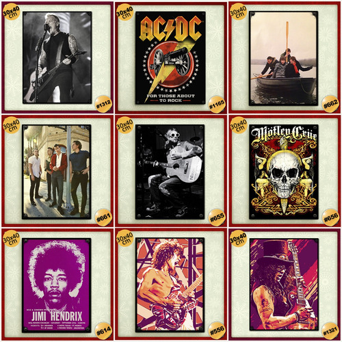 Pack De 3 Posters 30 X 40 Cm De Bandas De Rock A Elección