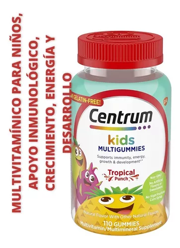 Centrum Kids, 110 gomitas, Vitaminas para niños, Multivitaminico, Non-GMO,  Multigummies, Tropical Punch