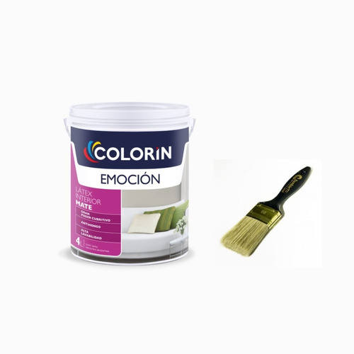 Combo Emoción Mate Colorín Latex 4 Lts Blanco + Pincel N°19