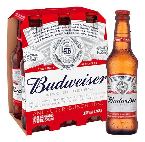 Cerveja Budweiser 330ml Long Neck - Pack 6 Unidades