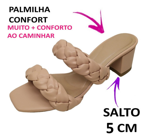 Imagem 7 de 7 de Tamanco Feminino Sandália Tira Confortável Salto Baixo 5 Cm