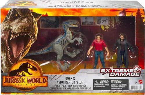 Jurassic World Extreme Damage Pack - Owen Y Velociraptor Blu