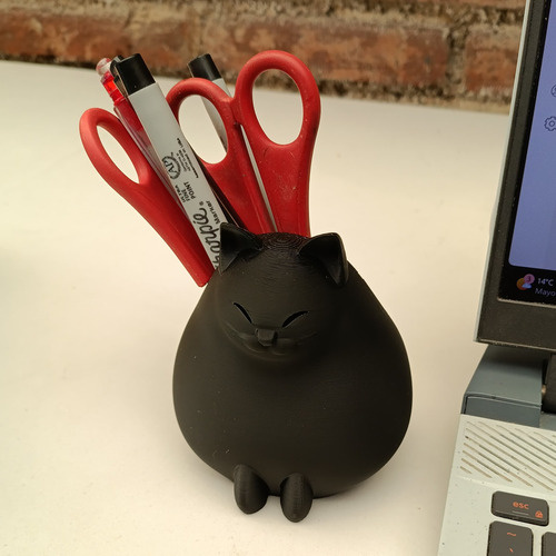 Organizador Michis Negro Multiusos Porta Lápices Escritorio
