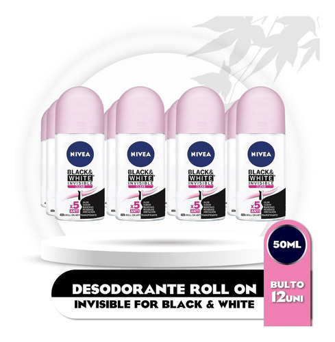 Desodorante Roll-on Nivea For Black & White 50ml 12 Unidades