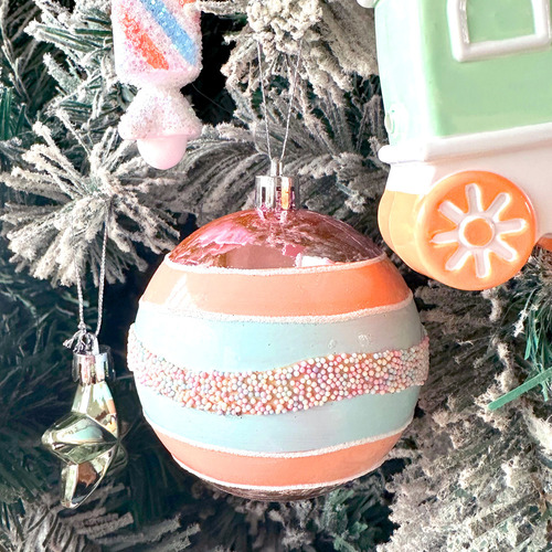 34 Piezas De Adornos Navideños Con Forma De Macarrón Rosa Y