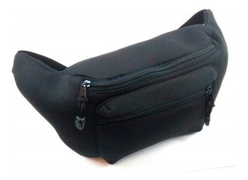 Imagen 6 de 10 de Riñonera Extra Grande Neoprene 2 Cierres Negra Impermeable