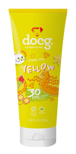 Protetor Solar Pet Para Cães E Gatos Vegano Fps.30 Amarelo 