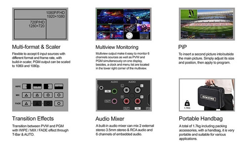 Imagen 7 de 8 de Avmatrix Video Mini Switcher/mixer 6chsdi/hdmi Streaming