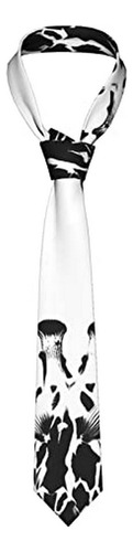 Corbata Diseño De Jirafa Blanco Y Negro Para Hombre