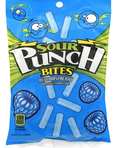 Gomitas Agridulces Sabor Blue Raspberry Sour Punch Bites Imp