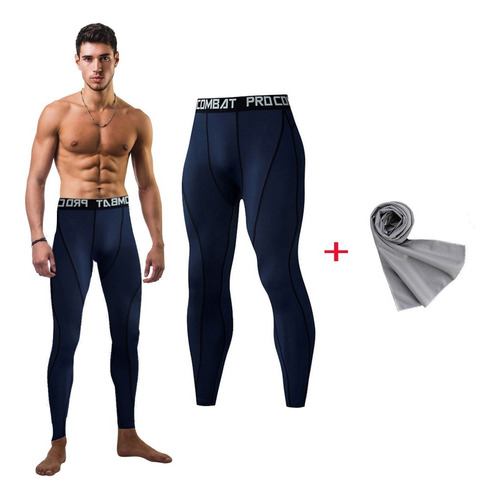 Licra Deportiva Hombre, Pantalón Compresión+toalla L Xl Xxl