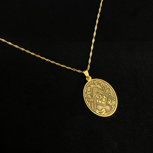 Cadena Y Dije Símbolo Masónico Fraternidad Oro 18k Masón De Grado 55 Cm