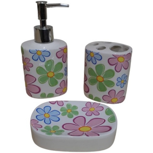 Set Accesorios Baño Cerámica Dispenser Jabonera Portacepillo